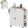 Discount HOMCOM Kücheninsel mit Arbeitsplatte Spanplatte MDF Weiß 82L x 38B x 86,5H cm