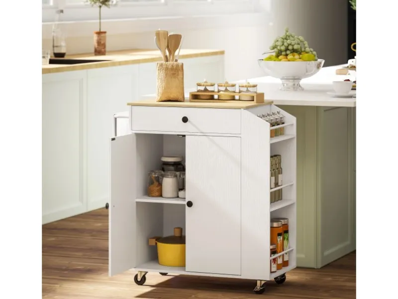 Discount HOMCOM Kücheninsel mit Arbeitsplatte Spanplatte MDF Weiß 82L x 38B x 86,5H cm