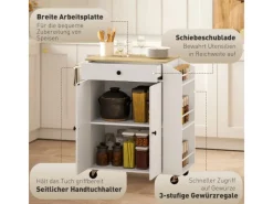 Discount HOMCOM Kücheninsel mit Arbeitsplatte Spanplatte MDF Weiß 82L x 38B x 86,5H cm