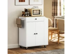 Discount HOMCOM Kücheninsel mit Arbeitsplatte Spanplatte MDF Weiß 82L x 38B x 86,5H cm