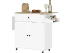 Clearance HOMCOM Kücheninsel mit Arbeitsplatte Spanplatte MDF Weiß 106L x 42B x 87H cm