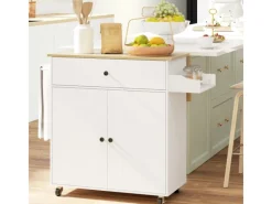 Clearance HOMCOM Kücheninsel mit Arbeitsplatte Spanplatte MDF Weiß 106L x 42B x 87H cm