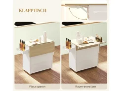 Clearance HOMCOM Kücheninsel mit Arbeitsplatte Spanplatte MDF Weiß 106L x 42B x 87H cm