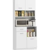 HOMCOM Küchenschrank  Hochschrank MDF Weiß 80L x 35B x 180H cm< Küchenschränke