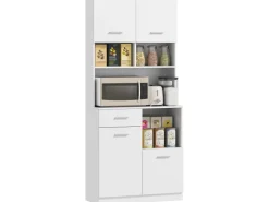 HOMCOM Küchenschrank Hochschrank MDF Weiß 80L x 35B x 180H cm< Küchenschränke
