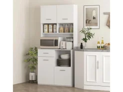 HOMCOM Küchenschrank  Hochschrank MDF Weiß 80L x 35B x 180H cm< Küchenschränke