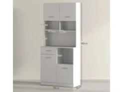 HOMCOM Küchenschrank  Hochschrank MDF Weiß 80L x 35B x 180H cm< Küchenschränke