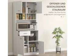 HOMCOM Küchenschrank  Hochschrank MDF Weiß 80L x 35B x 180H cm< Küchenschränke
