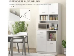 HOMCOM Küchenschrank  Hochschrank MDF Weiß 80L x 35B x 180H cm< Küchenschränke