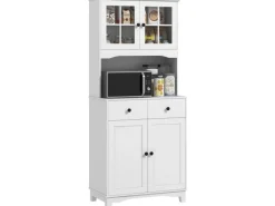 HOMCOM Küchenschrank Hochschrank Spanplatte Weiß 74,5L x 40B x 172H cm< Küchenschränke