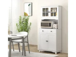 HOMCOM Küchenschrank Hochschrank Spanplatte Weiß 74,5L x 40B x 172H cm< Küchenschränke