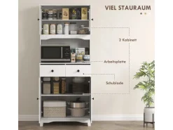 HOMCOM Küchenschrank Hochschrank Spanplatte Weiß 74,5L x 40B x 172H cm< Küchenschränke