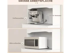 HOMCOM Küchenschrank Hochschrank Spanplatte Weiß 74,5L x 40B x 172H cm< Küchenschränke