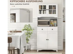 HOMCOM Küchenschrank Hochschrank Spanplatte Weiß 74,5L x 40B x 172H cm< Küchenschränke