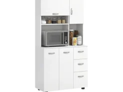HOMCOM Küchenschränke<Küchenschrank MDF Spanplatte 89L x 39,5B x 168H cm Weiß