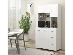 HOMCOM Küchenschränke<Küchenschrank MDF Spanplatte 89L x 39,5B x 168H cm Weiß