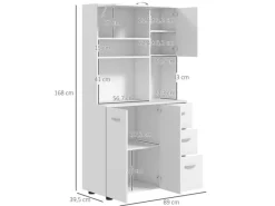 HOMCOM Küchenschränke<Küchenschrank MDF Spanplatte 89L x 39,5B x 168H cm Weiß
