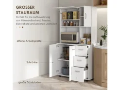 HOMCOM Küchenschränke<Küchenschrank MDF Spanplatte 89L x 39,5B x 168H cm Weiß
