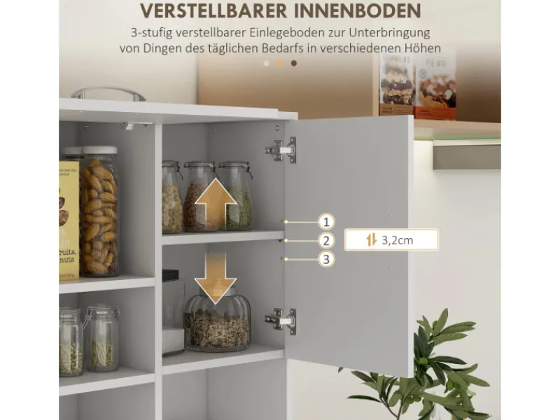 HOMCOM Küchenschränke<Küchenschrank MDF Spanplatte 89L x 39,5B x 168H cm Weiß