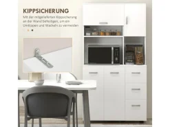 HOMCOM Küchenschränke<Küchenschrank MDF Spanplatte 89L x 39,5B x 168H cm Weiß