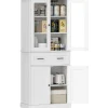 HOMCOM Küchenschrank  MDF Spanplatte Cremeweiß 76L x 40B x 182,5H cm