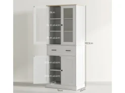 HOMCOM Küchenschrank MDF Spanplatte Cremeweiß 76L x 40B x 182,5H cm