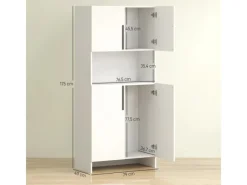 HOMCOM Küchenschrank Spanlatte 79L x 40B x 175H cm Weiß< Küchenschränke