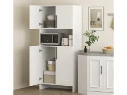 HOMCOM Küchenschrank Spanlatte 79L x 40B x 175H cm Weiß< Küchenschränke