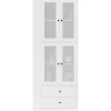 Online HOMCOM Küchenschrank Spanplatte Glas 59L x 30B x 170H cm Weiß