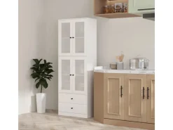 Online HOMCOM Küchenschrank Spanplatte Glas 59L x 30B x 170H cm Weiß