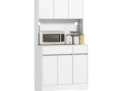 HOMCOM Küchenschränke<Küchenschrank Spanplatte MDF 100L x 38B x 180H cm Weiß