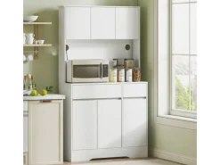 HOMCOM Küchenschränke<Küchenschrank Spanplatte MDF 100L x 38B x 180H cm Weiß