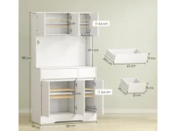 HOMCOM Küchenschränke<Küchenschrank Spanplatte MDF 100L x 38B x 180H cm Weiß