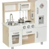 HOMCOM Küchenspielzeug Traumküche Kiefer MDF Weiß 74L x 30B x 81H cm< Herde|Winkelküchen