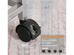 HOMCOM Küchenregale<Küchenwagen 4 Ebenen Küchenregal Stahl MDF Silber L36,5 x B36,5 x H89 cm
