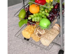 HOMCOM Küchenregale<Küchenwagen 4 Ebenen Küchenregal Stahl MDF Silber L36,5 x B36,5 x H89 cm