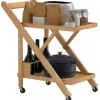 HOMCOM Küchenwagen mit Arbeitsplatte Bambus Naturholz 66L x 40B x 70H cm< Schneidebretter