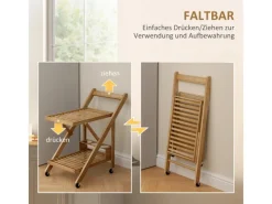 HOMCOM Küchenwagen mit Arbeitsplatte Bambus Naturholz 66L x 40B x 70H cm< Schneidebretter