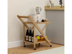 HOMCOM Küchenwagen mit Arbeitsplatte Bambus Naturholz 66L x 40B x 70H cm< Schneidebretter