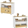 Discount HOMCOM Küchenwagen Spanplatte Gummiholz Eiche 107L x 50B x 85H cm