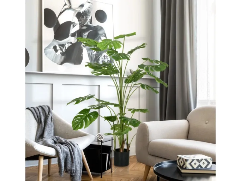 Best HOMCOM Künstliche Pflanze Kunststoff Metall Ø20 x 180H cm