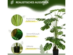 Best HOMCOM Künstliche Pflanze Kunststoff Metall Ø20 x 180H cm
