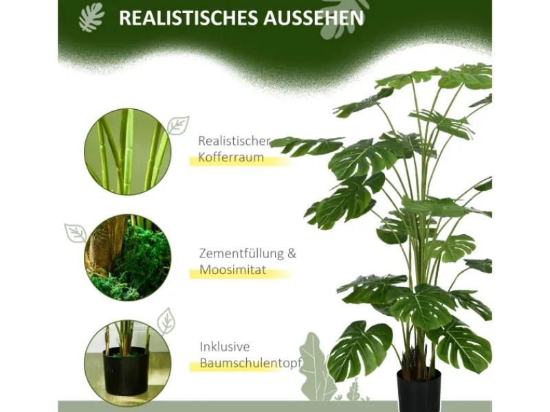 Best HOMCOM Künstliche Pflanze Kunststoff Metall Ø20 x 180H cm