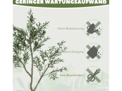 HOMCOM Töpfe<Künstlicher Olivenbaum Groß 180 cm Kunstpflanze Künstliche Pflanzen