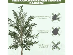 HOMCOM Künstlicher Olivenbaum Groß 180 cm Plastik Künstliche Pflanzen< Töpfe