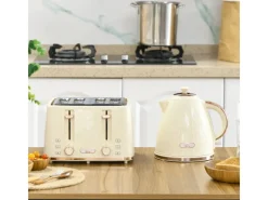 HOMCOM Haushaltsgeräte<Kocher-Toaster-Set Kunststoff Stahl 24,2L x 19,5B x 23,4H cm Beige