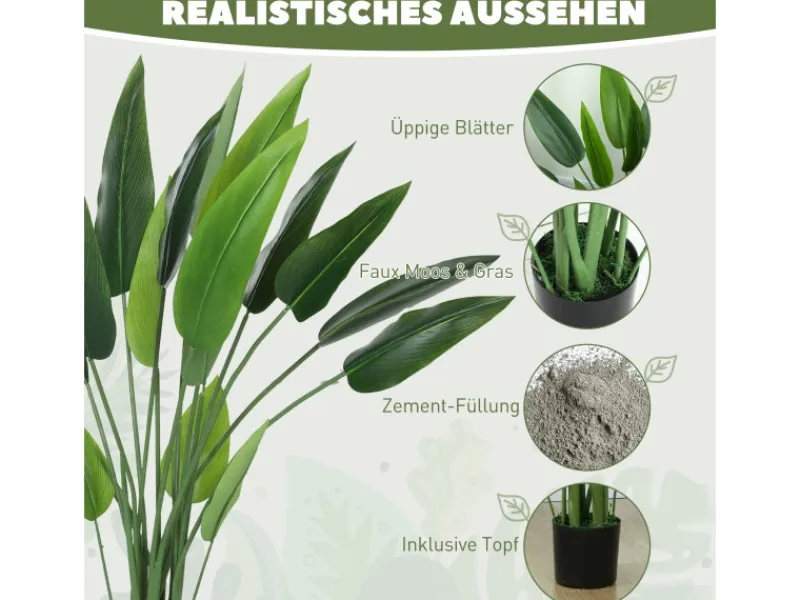Online HOMCOM Kunstpflanze Plastik 18 Blätter 110 cm