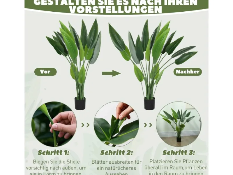 Online HOMCOM Kunstpflanze Plastik 18 Blätter 110 cm