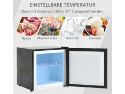 HOMCOM Mini Gefrierschrank  Stahl Kunststoff Schwarz 47L x 44,2B x 48,8H cm< Gefrierschränke