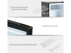 HOMCOM Mini Gefrierschrank  Stahl Kunststoff Schwarz 47L x 44,2B x 48,8H cm< Gefrierschränke